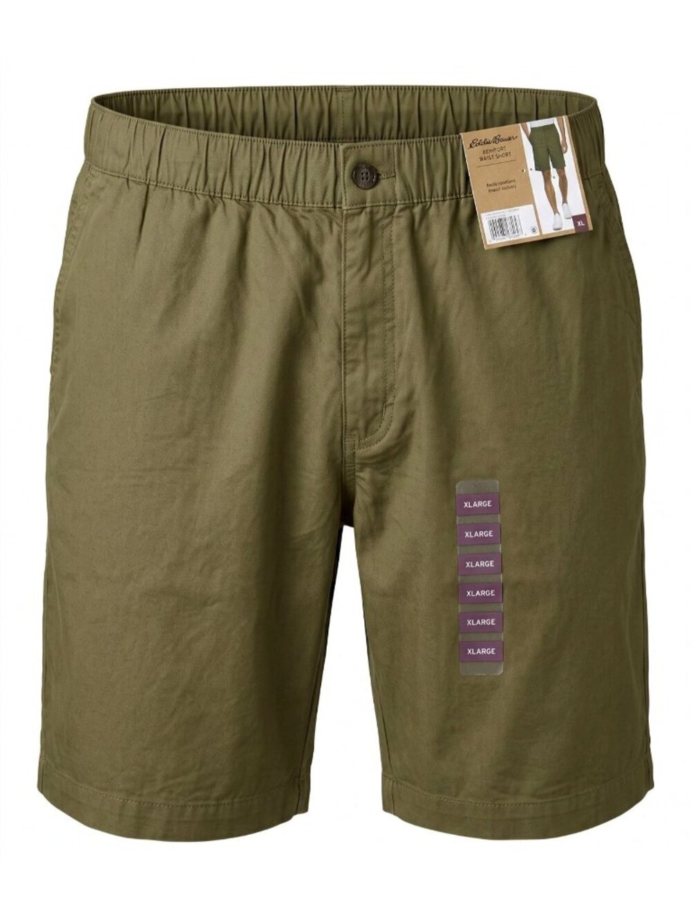 Eddie Bauer Mens XL Burnt Olive Comfort Waist Shorts Stretch Hidden Drawcord NWT